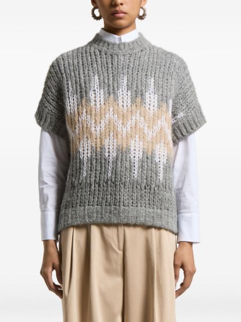 PESERICO short-sleeve geometric-pattern vest