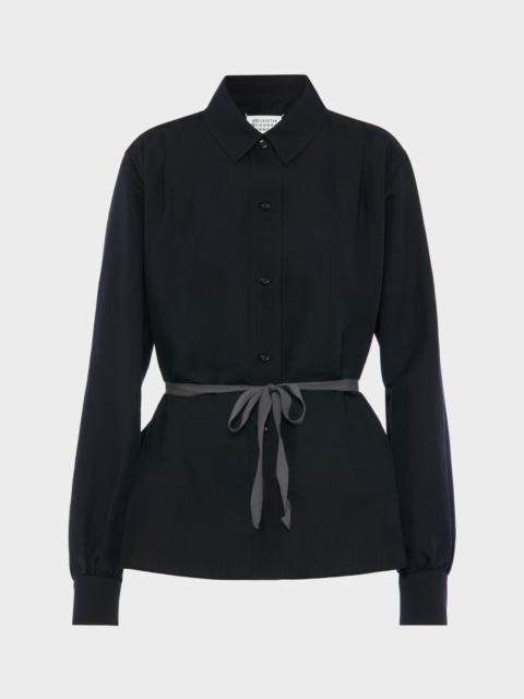 Maison Margiela Tie-waist silk cotton shirt