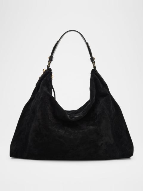 JIMMY CHOO Ana Slouchy Suede Hobo Bag