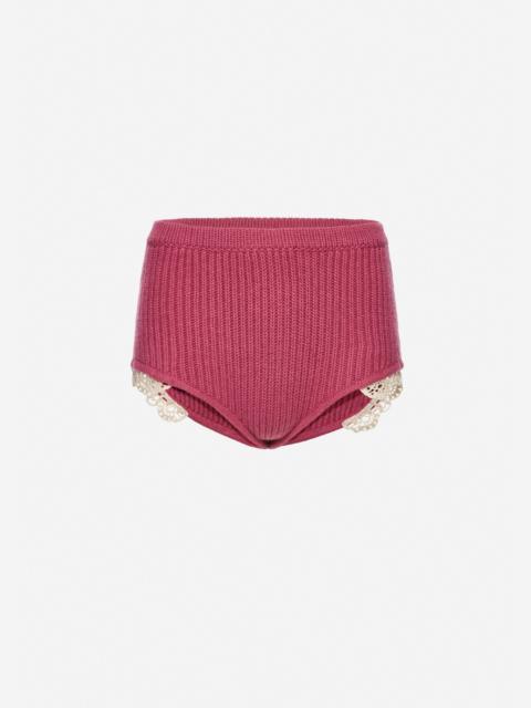 MAGDA BUTRYM Cashmere crochet-trim shorts in pink