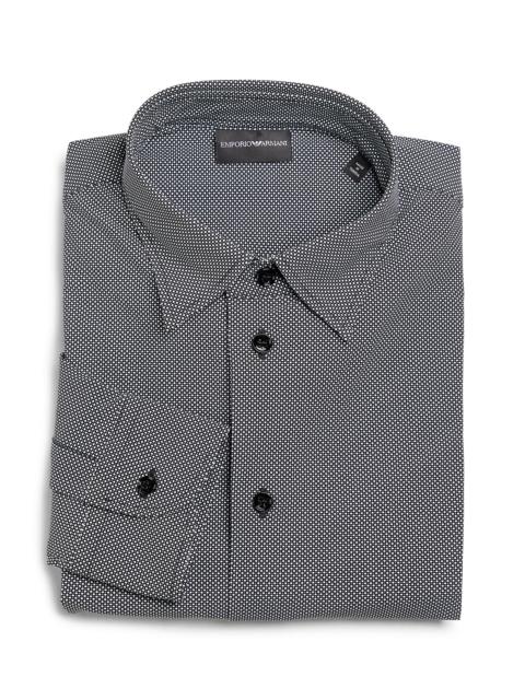 EMPORIO ARMANI Men's Micro-Print Sport Shirt - Black