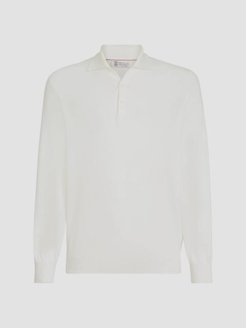 Brunello Cucinelli Men's Cotton Lightweight Knit Polo Shirt - Panama