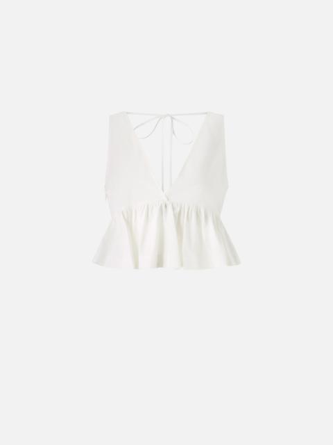 PINKO CROP TOP WITH RUFFLE AND TIES