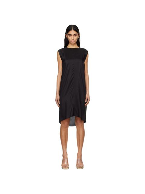 MM6 Maison Margiela Black Light Silk Shift Midi Dress