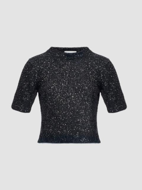 SEQUIN SHORT SLEEVE KNIT TOP