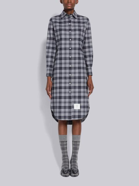 Thom Browne Tartan Flannel Round Collar Shirtdress