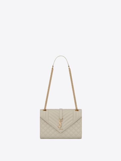 SAINT LAURENT ENVELOPE MEDIUM IN QUILTED GRAIN DE POUDRE EMBOSSED LEATHER
