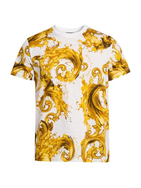 VERSACE JEANS COUTURE Men's Filigree Cotton Crewneck T-Shirt - White Gold