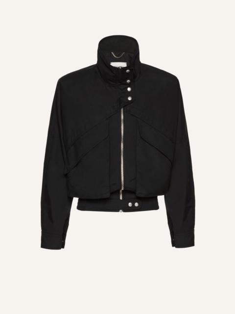 MAGDA BUTRYM Snap neck vintage bomber jacket in black