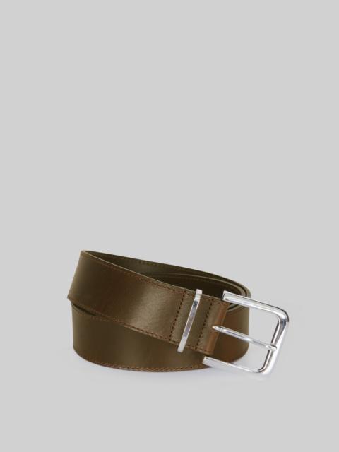 The Frankie Shop Sarno Leather Belt - Olive/Silver