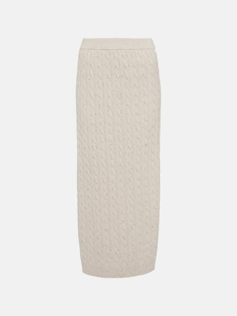 Knit cotton-blend midi skirt