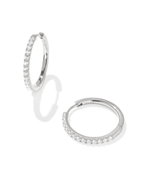 KENDRA SCOTT Mackenzie Sterling Silver Medium Hoop Earrings in White Topaz