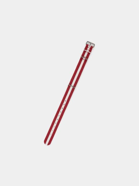 J. PRESS CRIMSON & WHITE STRIPE NYLON WATCH STRAP