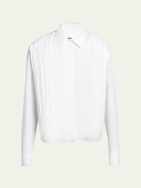 Jil Sander Gathered Shoulder Cotton Poplin Button-Down Shirt