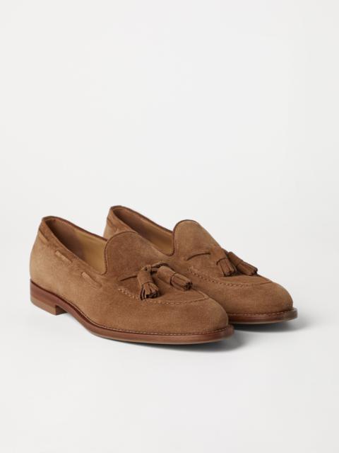 Suede loafers with tassels