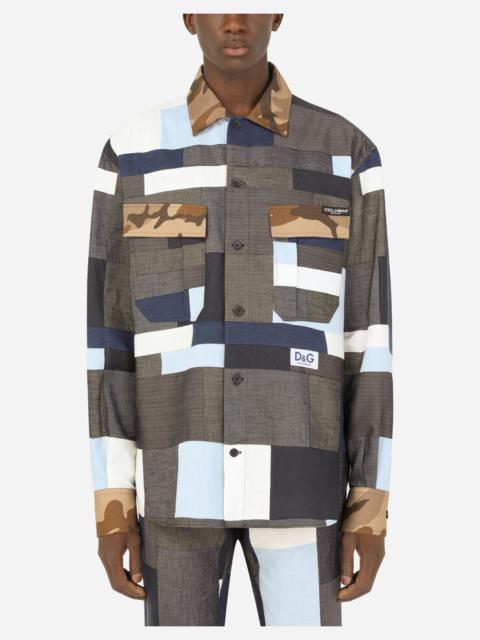 Dolce & Gabbana Cotton and linen patchwork shirt with patch