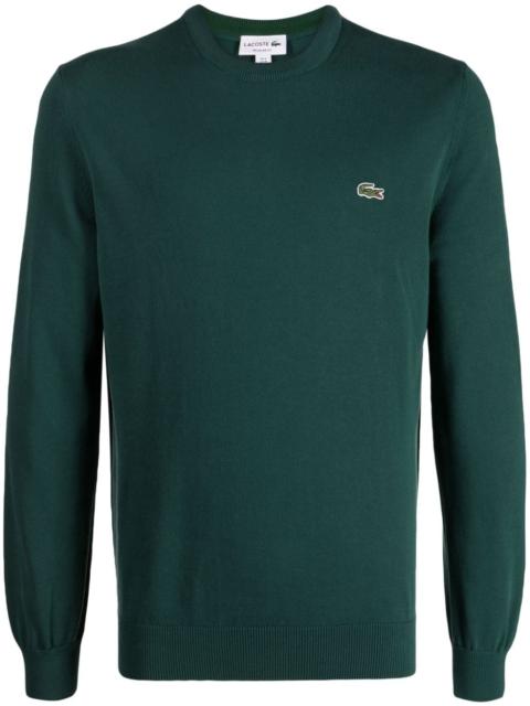 LACOSTE logo-embroidered fine-knit cotton jumper