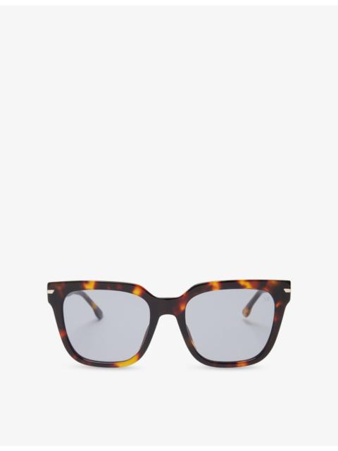 Victoria Beckham Tortoiseshell Rectangular Acetate Sunglasses