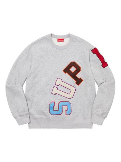 Supreme Supreme Big Logo Arc Crewneck Sweater 'Grey Blue Red' SUP-FW20-017