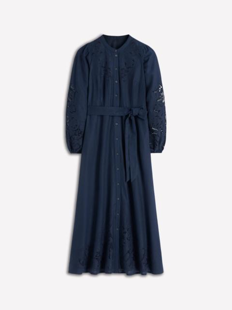 BODEN Mae Linen Blend Shirt Dress-Navy