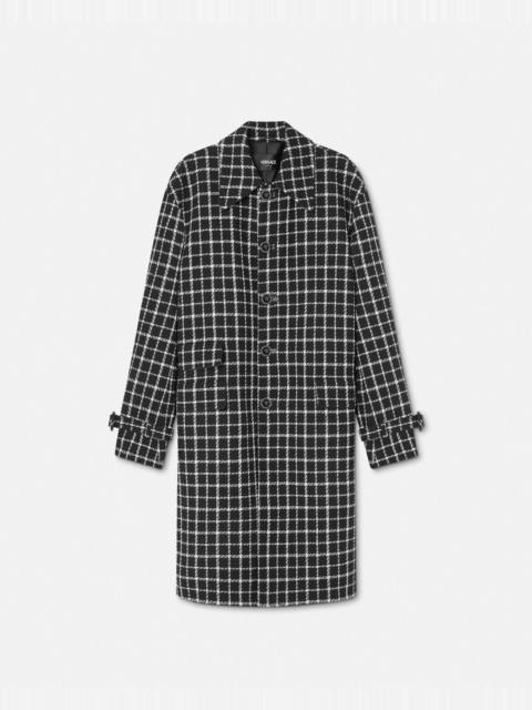 VERSACE Single-Breasted Tweed Overcoat