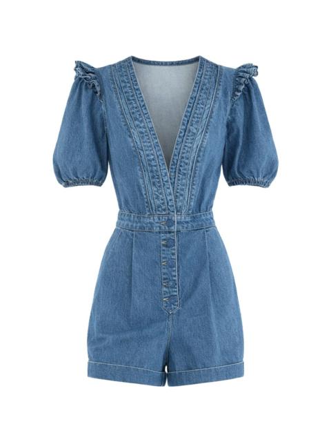 FARM RIO ruffled V-neck playsuit