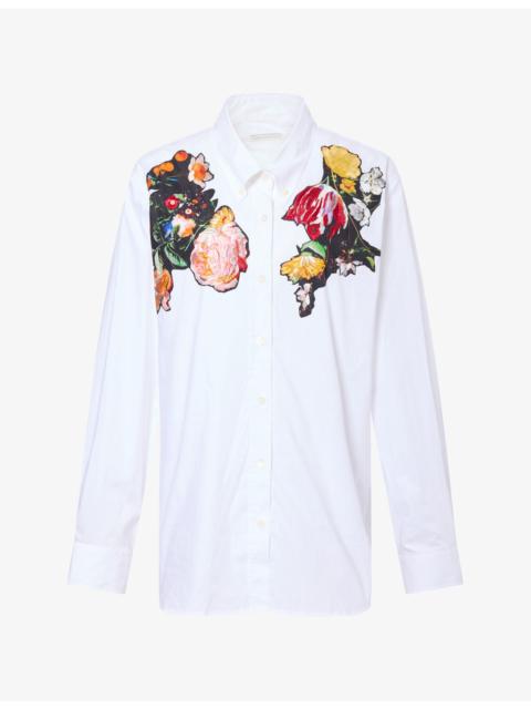 Dries Van Noten Cheers Embellished Cotton Shirt