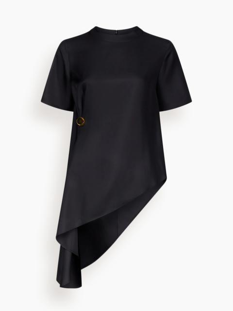Loulou de Saison Madea Draped Asymmetric Top in Black