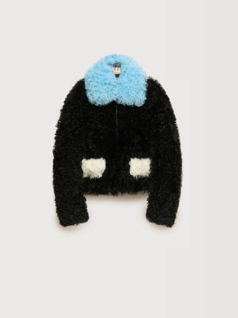 Marni BLACK SHEARLING JACKET WITH COLOUR-BLOCK DETAILS