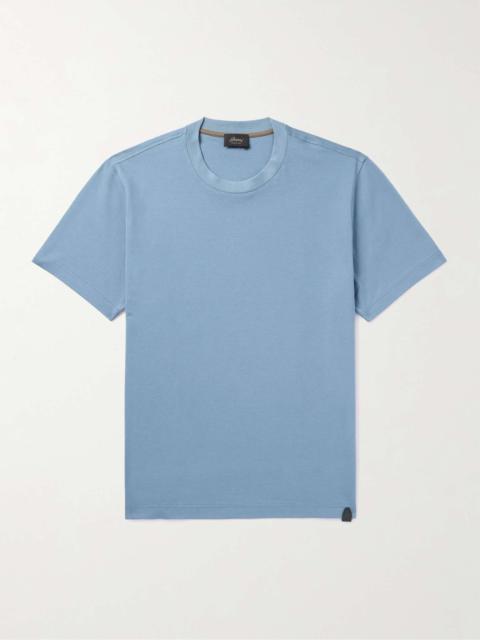 Brioni Leather-Trimmed Cotton-Jersey T-Shirt