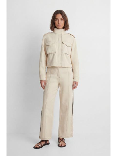 KAREN MILLEN Tailored Military Cotton Stripe Straight Leg Trouser
