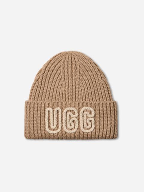 UGG ® Women's Chunky Crafted Rib Beanie Acrylic Blend in White Pepper