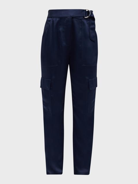 SIMKHAI Carolina Satin Straight-Leg Utility Pants