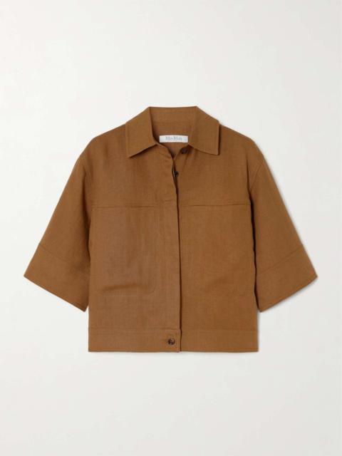 Max Mara Rito cropped linen shirt Brown