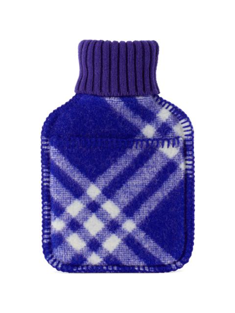 Burberry Navy Wool Check Hot Water Bottle