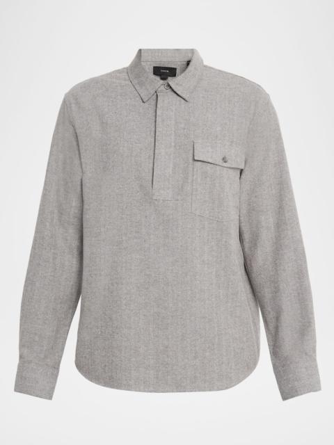 Vince Men's Herringbone Long-Sleeve Popover Shirt