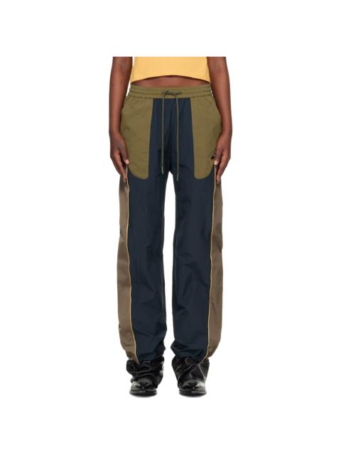 Andersson Bell Navy & Khaki Color Block Nylon Track Pants