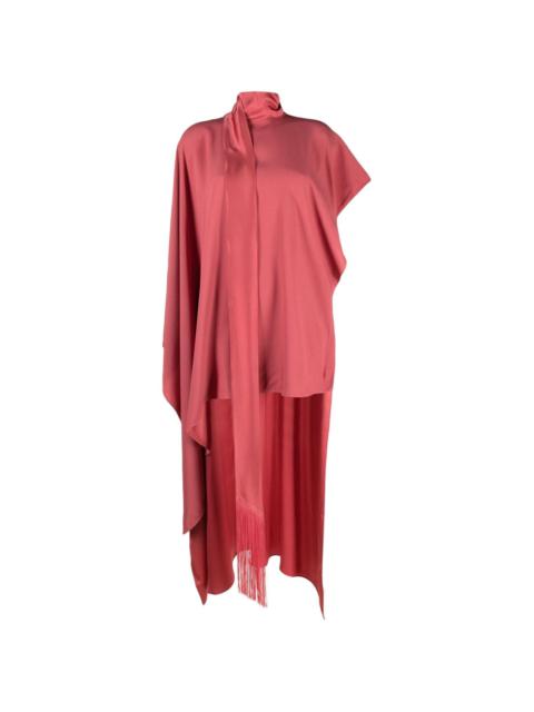 attached-scarf asymmetric kaftan dress