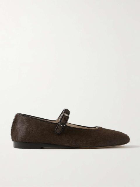 LE MONDE BÉRYL Leather-trimmed pony hair Mary Jane ballet flats