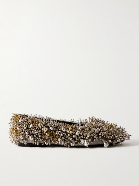 Dries Van Noten Embellished Felt Ballet Flats