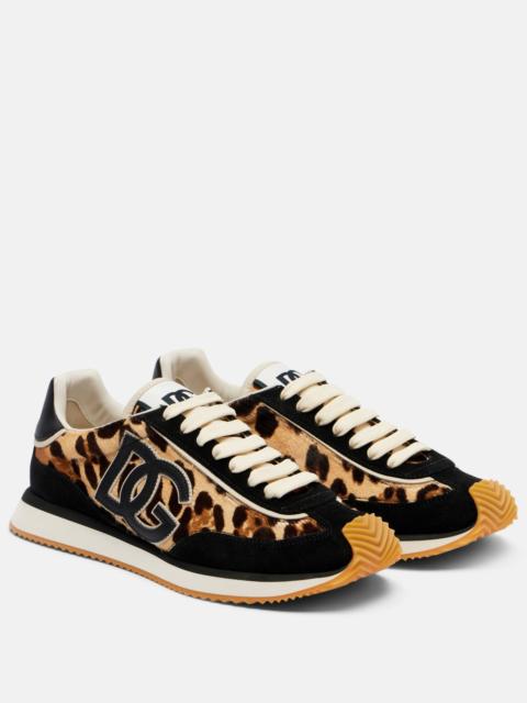 Dolce & Gabbana DG Cushion calf hair and suede sneakers