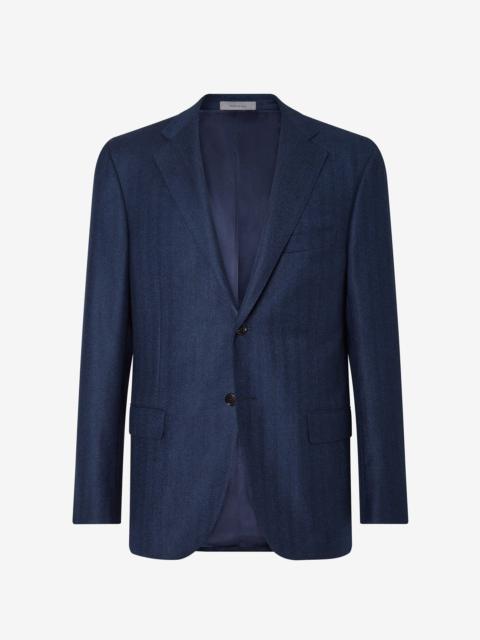 CORNELIANI Navy blue herringbone wool jacket