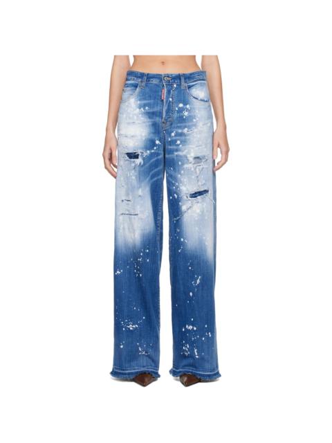 DSQUARED2 Blue Medium Wood Worm Wash Cool Girl Jeans