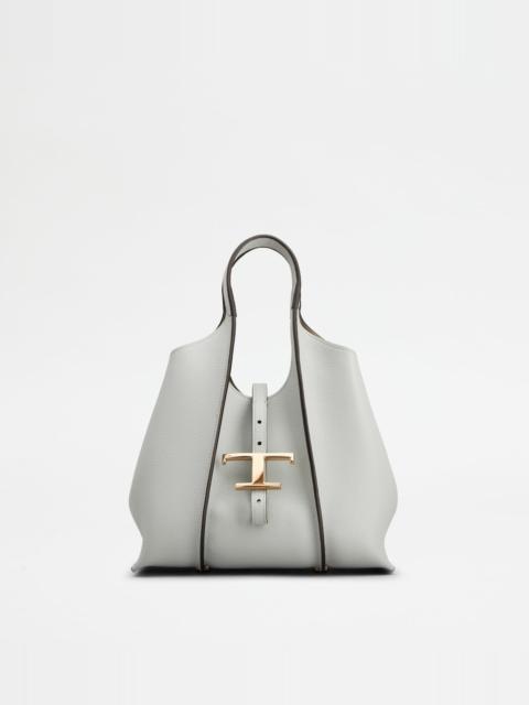Tod's T TIMELESS SHOPPING BAG IN LEATHER MINI - GREY