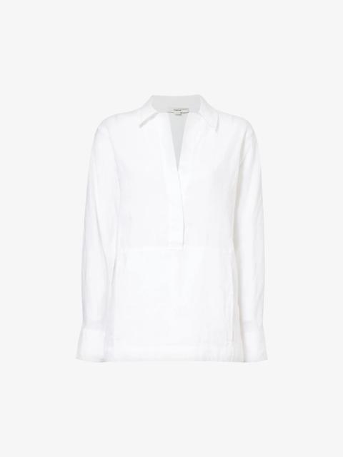 Vince Crosshatch-stitch relaxed-fit linen shirt