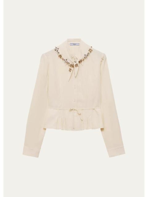 Prada Pleated Silk Handkerchief Scarf Button-Down Shirt