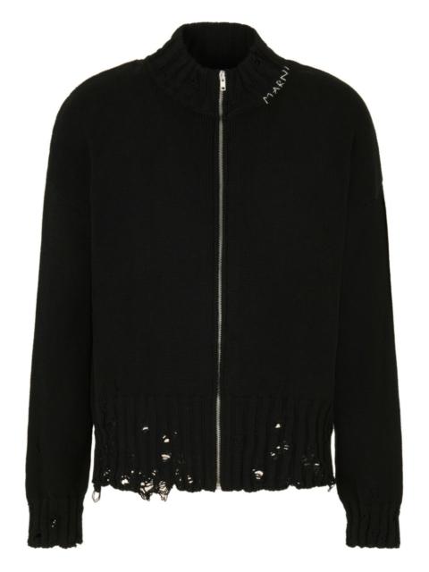 Marni zip-up distressed cardigan