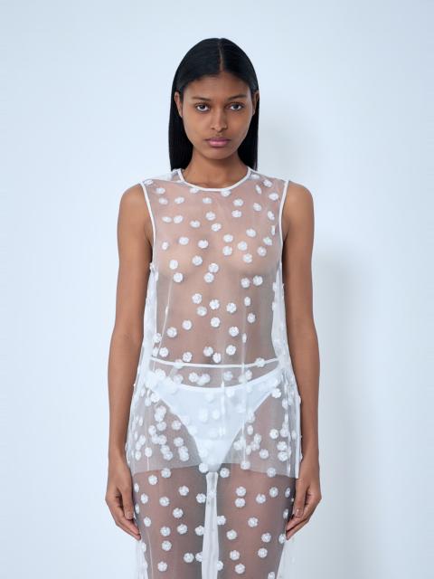 CECILIE BAHNSEN Embroidered Sheer Overlay Dress