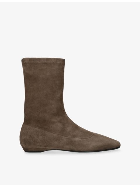The Row Cindy Stretch-Suede Ankle Boots