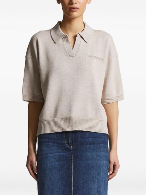 PESERICO short-sleeve embellished knitted top